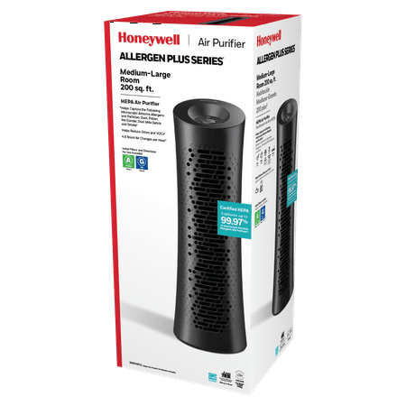 Honeywell - HEPA Tower Air Purifier for Medium/Large Rooms - Black