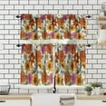 thumbnail image 4 of 70s Style Floral Valance Curtain Boho Colorful Abstract Daisy Flowers Smile Face Hippie Retro Rod Pocket Valance Short Curtains for Kitchen Living Room Bedroom Decor 54x18 Inch + 27x36 Inch X 2, 4 of 5