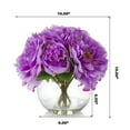 thumbnail image 4 of Enova Home Artificial Silk Peony Fake Flower Arrangement in Round Glass Vase with Faux Water for Home Decór (Purple), 4 of 4