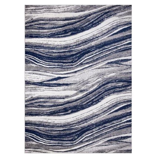 Concard Global Trading 69457 8 x 10 ft. Marble Stripes Area Rug, Navy