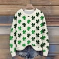 thumbnail image 5 of Women's Green St. Patrick's Day Hoodie, Long Sleeve Casual Sweatshirt with Patchwork Design and Shamrock Print, 5 of 5