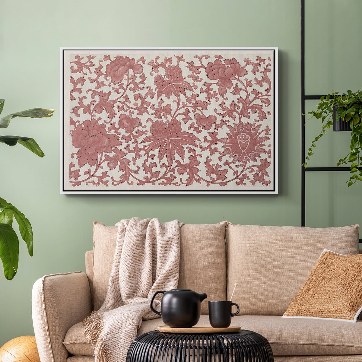 Vintage Abstract Print-XXVIII Framed in White Wood Gallery Wrapped Canvas 25 in. x 37 in.