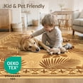thumbnail image 4 of ODIKA Cream Frond Boho Foliage Interlocking Border Rectangular Beige Flowing Dynamic Foldable Easy Care for Master Suite, California King, Under Bed, 4 of 7