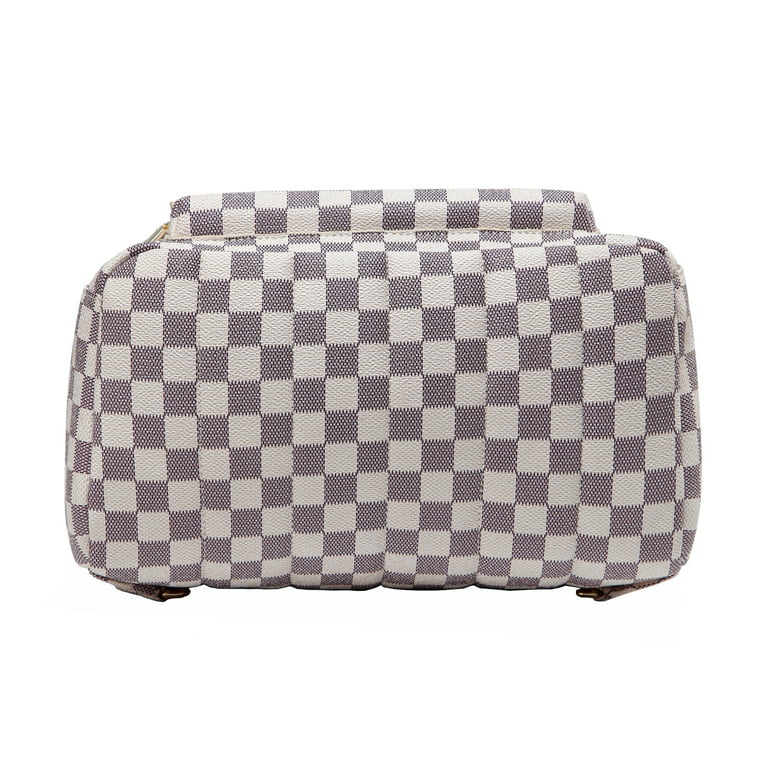 Checkered Backpack Bag Cream Checkered