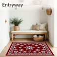 thumbnail image 3 of ODIKA 5'x7' Machine Washable Non-Slip Area Rug, Winter Wonderland Frosty Crystal Accent High Traffic Rug with Pad, Red, 607045, 3 of 8