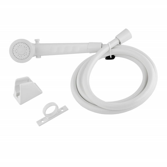 Dura Faucet DF-SA130-WT RV Economical Shower Head and 60-inch Hose Kit - Water-Saving Trickle Switch (White)
