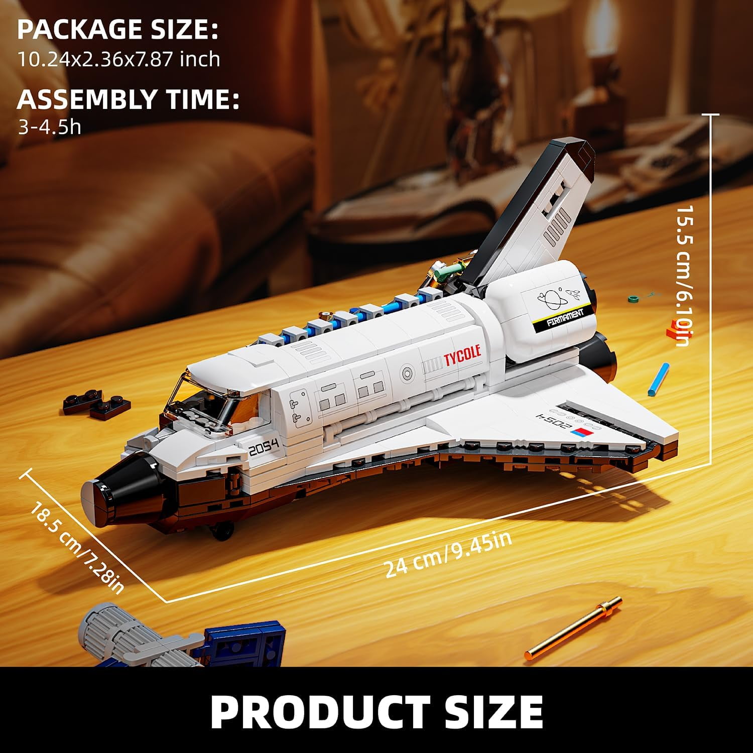 City Space Shuttle Building Toy Set -Translucent Classic Spaceship Building Block Kit with Stretchable Satellite Model,Home or Office Decor,Gift Idea for Adults&Kids Ages 8 and Up