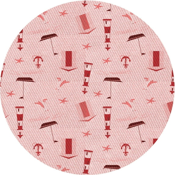 Ahgly Company Indoor Round Patterned Pastel Red Pink Area Rugs, 6' Round