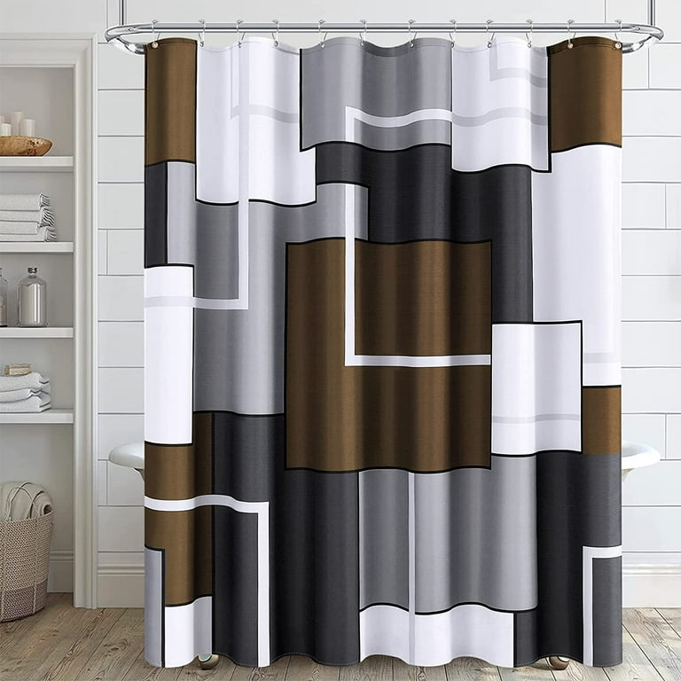 Grey brown online shower curtain