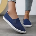 thumbnail image 2 of Loafers for Women Men Lightweight Fashion Solid Color Canvas Flat Shoes Casual Nonslip Walking Shoes Low Top Sneakers Blue Size 10, 2 of 7