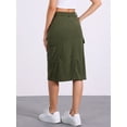 thumbnail image 3 of DARING DIVA Corduroy Cargo Skirts for Women's Elastic Back Midi Skirt XL Army Green, 3 of 6