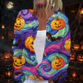 thumbnail image 2 of Halloween Cardigan Sweaters for Women Novelty Halloween Pumpkin Womens Cardigan Sweaters Knit Button Down Cropped Long Sleeve Fall Fashion Plus Size Cardigan Outwear Purple Pink 5XL, 2 of 6