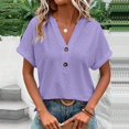 thumbnail image 2 of Womens Short Sleeve Henley Tops V Neck Dressy Casual Blouses Summer Trendy Tee Shirts 2026 Vacation Fashion Business Work Tops, 2 of 5