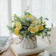 thumbnail image 1 of Decoración del hogar, flores artificiales con pequeño jarrón de cerámica, bolas de flores de seda falsa, decoración de flores, mesa, hogar, fiesta, oficina, boda, ramo de flores simulado de plástico e, 1 of 6