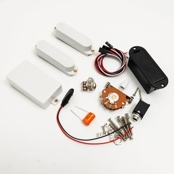 Active SSH guitar Pickups Set – Humbucker Bridge & Dual Active Single Coils, with 25K Pots, Wiring Harness & Battery Box – Drop-In Upgrade for Fender Strat-Style Electric Guitars