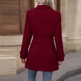 thumbnail image 5 of Stichou Womens Pea Coat Notched Lapel Collar Single Breasted Fall Winter Trendy Casual Wool Blend Trench Coat Jacket Wine S, 5 of 5