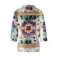 thumbnail image 4 of Vestidos Casuales Para Mujer, Blusas De Mujer De Moda Camisa informal de lino con estampado floral bohemio para mujer, cuello en V y mangas 3/4, 4 of 5