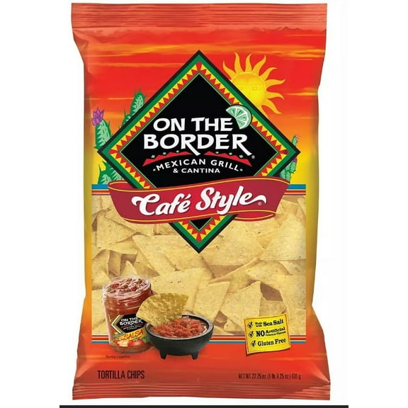 On The Border Cafe Style Tortilla Chips Bag, 22.25 oz.