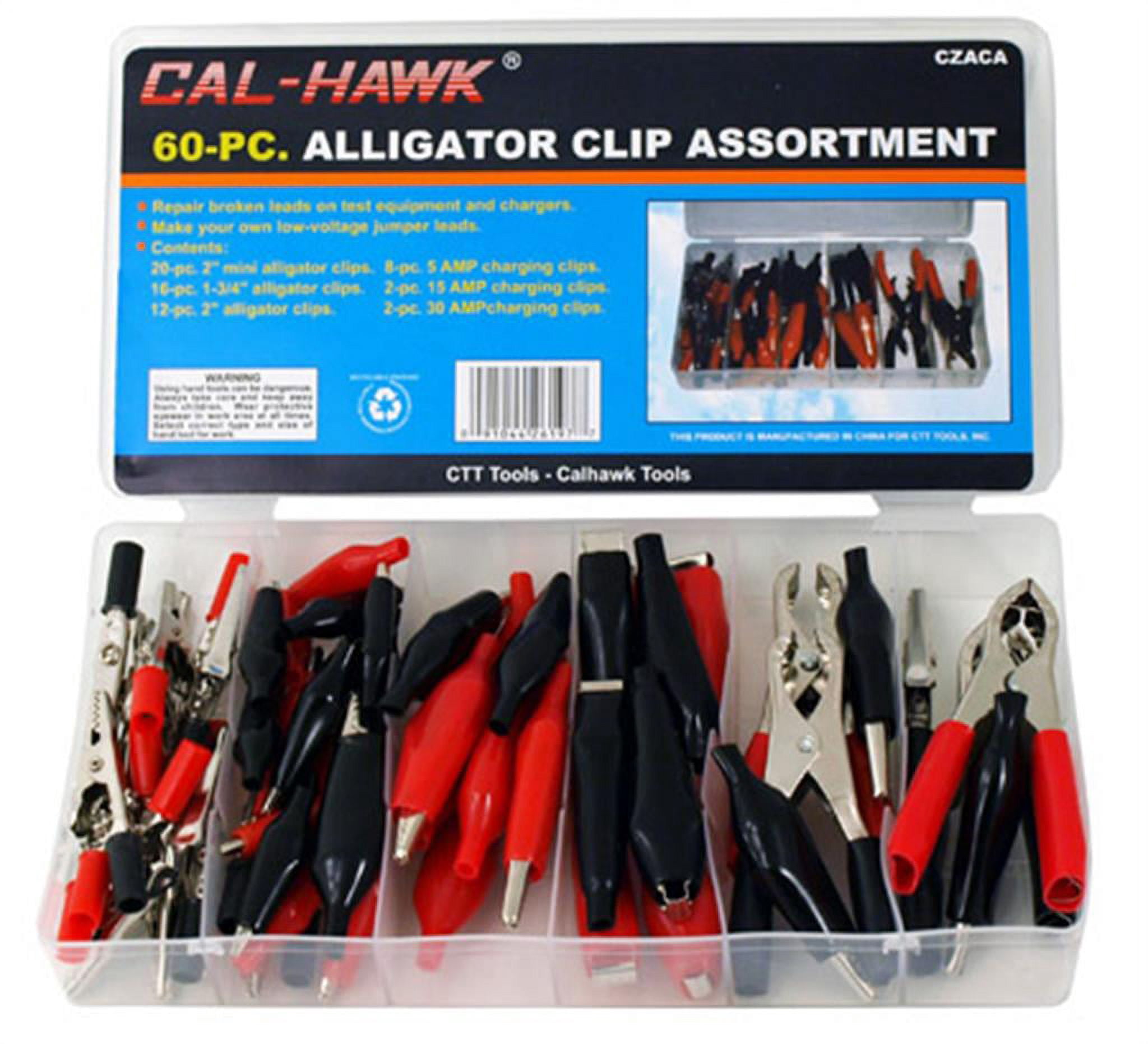 czaca alligator clip & clamp assortment electrical 60 pc set by ctt (60 pc. alligator clip assortment)