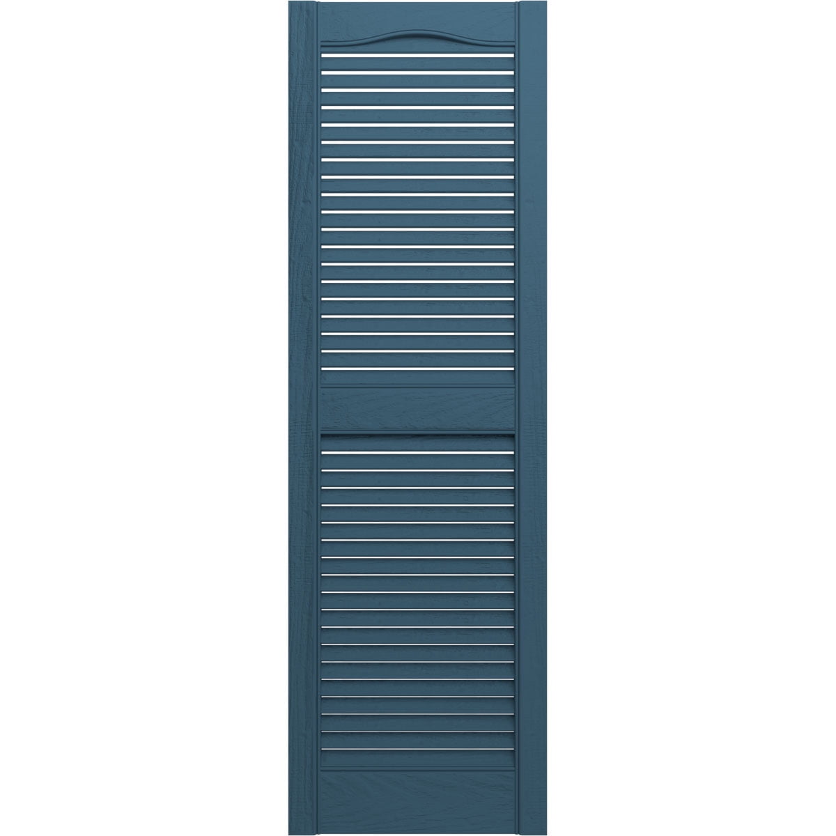 Ekena Millwork 14 1/2"W x 79"H Lifetime Vinyl, TailorMade Cathedral Top Center Mullion, Open Louver Shutters, w/Shutter-Loks (Per Pair), Classic Blue