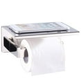 thumbnail image 1 of Toilet Paper Holder with Shelf Polished Chrome, Angle Simple SUS304 Stainless Steel Bathroom Tissue Holder, Paper Roll Hanger with Phone Storage Rack,, 1 of 6