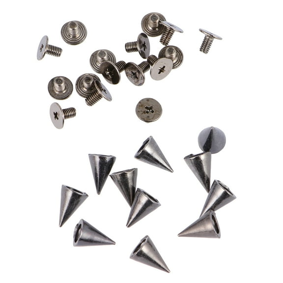 FRCOLOR DIY Alloy Cone Spikes for Punk Apparel and Leather Crafts with Screwback Studs 100 Pieces
