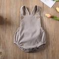 thumbnail image 2 of StylesILove Unisex Infant Baby Solid Corduroy Sleeveless Romper Toddler Boys Girls Backless Adjustable Jumpsuit Outfit (Grey, 0-3 Months), 2 of 6