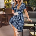 thumbnail image 3 of Naloa Tropical Leaves Print Womens Summer A-Line Dress with Pockets,Short Sleeve Dresses,Flowy Beach Swing Dress for Vacation Travel, 3 of 6