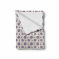 thumbnail image 2 of Flower Soft Flannel Fleece Throw Blanket, Ornament of Floral Motifs Petals and Leaves Designed with Pixel-Like Dots, Cozy Plush for Indoor and Outdoor Use, 50" x 70", Violet Green White, by Ambesonne, 2 of 6