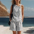 thumbnail image 6 of Jewelreauty Striped Sets for Women 2 Piece Sleeveless Knotted Tank Top and Shorts Casual Travel Summer Outfits (M, Khaki), 6 of 7