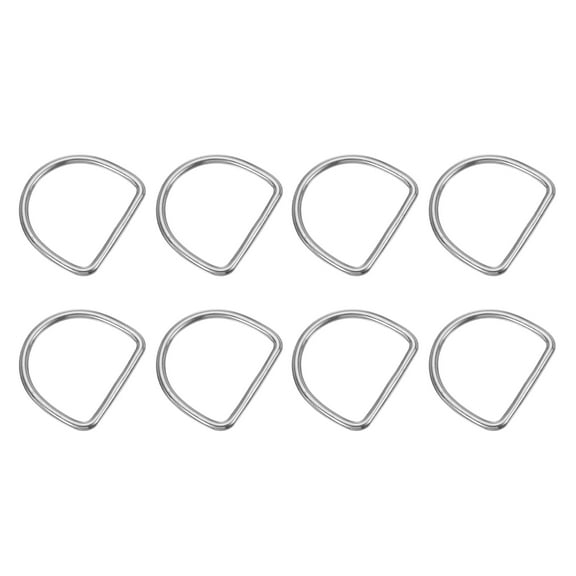 Uxcell 2" Metal D-Rings, 8 Pcs 304 Stainless Steel D Ring Welded Solid for Belts Dog Collars, 4x40mm