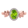 thumbnail image 2 of AoneJewelry Oval Shape Peridot and Diamond Ring In 10K Solid Rose, White & Yellow Gold, 2 of 5