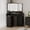 Black, variant on Ourlova Corner Makeup Vanity Desk with LED Mirror and Lights Fluted Design Vanity Table with Drawers Black