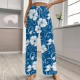 thumbnail image 2 of Black with White Hibiscus Hawaiian Flower Pattern Pajamas For Women Loose Retro Night Pajama Pants Comfortable Sleepwear Bottoms Homewear, 2 of 6