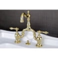 thumbnail image 2 of Kingston Brass KS7972AL English Country Standard Mount Bathroom Bridge Faucet, Polished Brass, 2 of 4