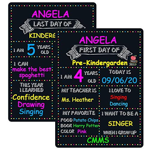 Yoklili First and Last Day of School Chalkboard Sign, Perfect Back to School 1st Day Photo Prop Sign for Kids Reusable Easy Clean 8.5 x 12 Inch