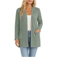 thumbnail image 2 of CQONEPT Women's Lightweight Open Front Cardigan Casual Long Sleeve Loose Fit Solid Color Long Cardigans with Pockets Army Green L, 2 of 5