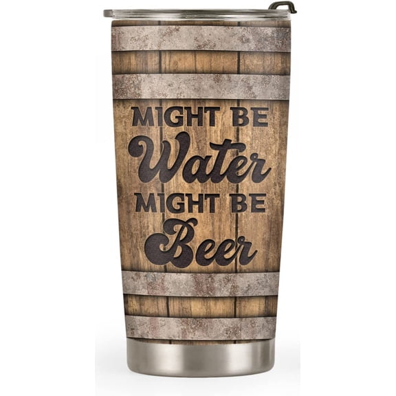 20oz Beer Gifts for Men, Cool Gifts for Beer Lovers, Valentines Day Gifts for Him, Her, Coffee Thermos for Men, Women, Beer Barrel Tumbler Cup, Insulated Travel Coffee Mug with Lid