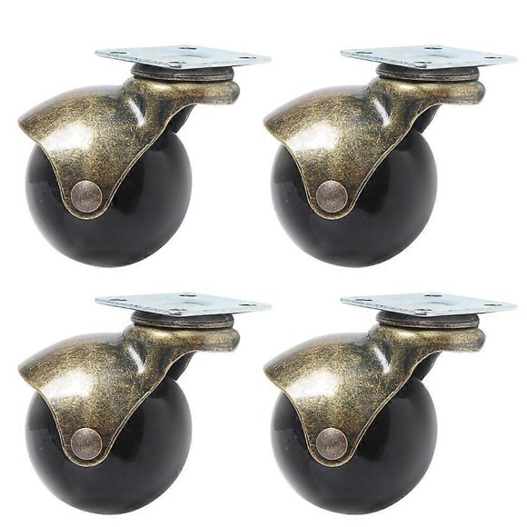 Set of 4 Ball Casters, 360 Degree Swivel Casters, Hooded Wheel, Vintage Bronze 2.0 Inch, Ball Casters