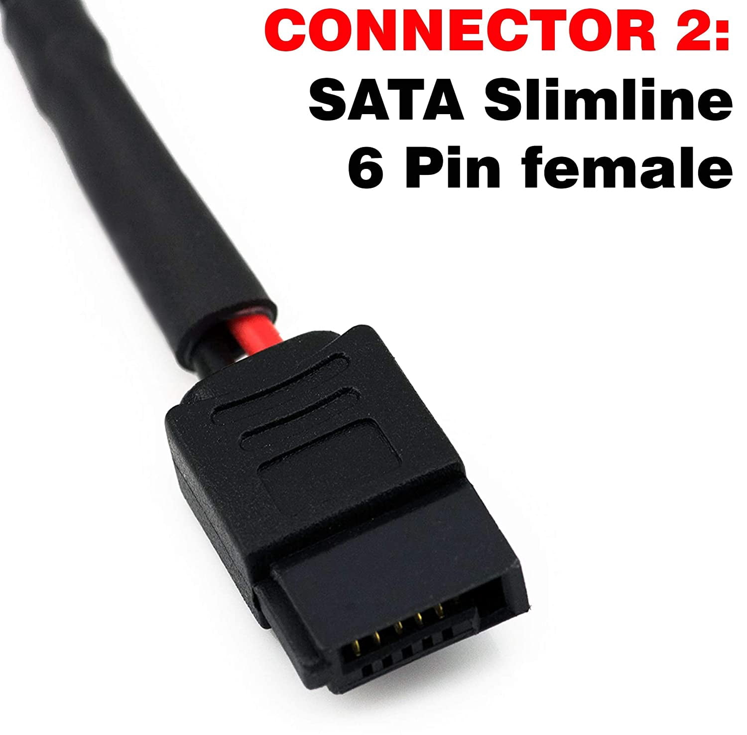 HRTGFD-SATA Power Adapter Cable 15-Pin Male to SATA 6-Pin Slimline Sleeved Power Adapter Cable 20 Inches (2 Pack)