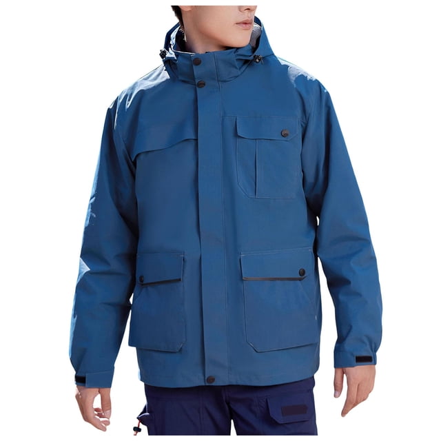 uikmnh Jackets For Men,Male Detachable Two Piece Jacket Outdoor Windproof Hooded Jacket,Size M
