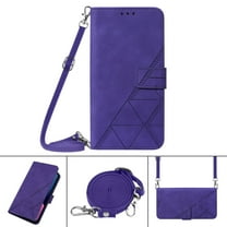 Wallet Case for Samsung Galaxy A32 5G, Luxury PU Leather Shockproof Crossbody Flip Cover with Stand Card Slots Magnetic Clasp Shoulder Strap Phone Case for Samsung Galaxy A32 5G 6.5 Inch,Purple