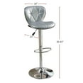 thumbnail image 5 of Silver / Grey Faux Leather PVC Stool Counter Height Chairs Set of 2 Adjustable Height Kitchen Island Stools Chrome Base, 5 of 5