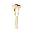 thumbnail image 5 of ANGARA Natural Oval Ruby Three Stone Bypass Ring with Diamonds in 14K Yellow Gold for Women (Size-4x3mm) | July Birthstone, Birthday, Anniversary, Jewelry Gift for Women | Natural Ruby Ring, 5 of 11