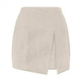 thumbnail image 6 of UYISJ Skorts for Women High Waisted Skirt with Shorts Side Slit Pull On Stretchy Mini Skirts Casual Shiny Velvet Going out Shorts Beige XL, 6 of 8