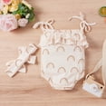 thumbnail image 4 of Xingqing Baby Girls Lace-Up Suspender Bodysuits Sweet Pattern Printing Ruffles Jumpsuits and Headband Set, 4 of 6