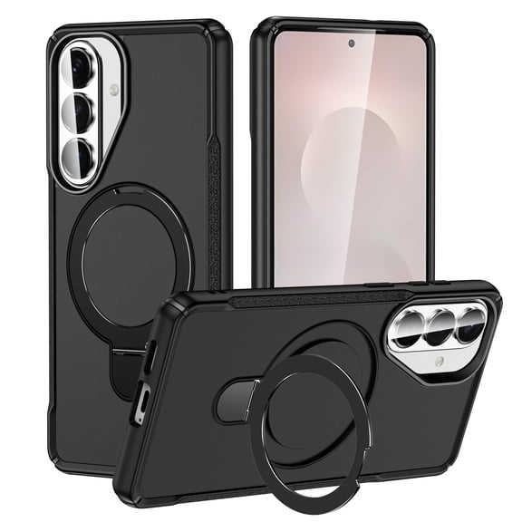 Dteck Magnetic Case for Samsung Galaxy S26,Shockproof TPU PC Case Compatible with Mag Safe Ring Holder Kickstand Cover for Galaxy S26,Black