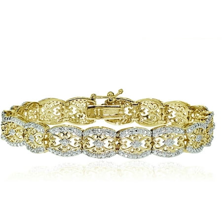 0.25 Carat T.W. Diamond Gold-Tone Filigree Tennis Bracelet