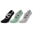 thumbnail image 2 of Babcutegg 3PC Pilates Socks for Women Breathable Soild Color with Webbing Strechy Non-Slip Womens Indoor Sports Wear Green Size Free Size, 2 of 9