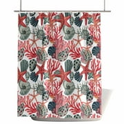 Shower Curtains for Bathroom-36"x72",Modern Beach Colorful Seashell Coral Waterproof Bath Curtain Grommet Shower Curtain Set with Hooks,Coastal Nautical Marine Life Washable Bath Accessories